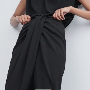 ZARA WOMAN KNOT MIDI WRAP PENCIL SKIRT
